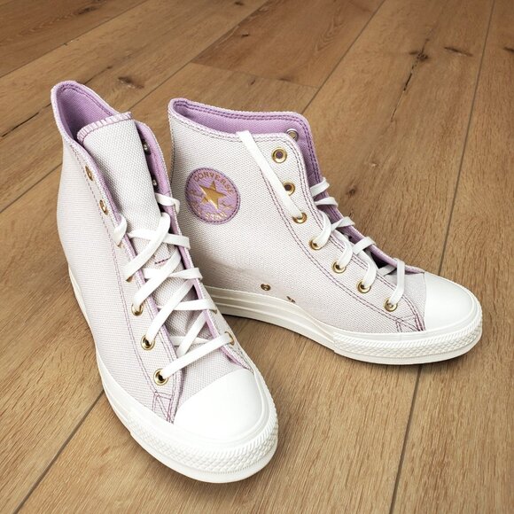 Womens Converse CTAS Wedge Hi Top Orchid Dust /Egret /Gold Size 10 A12763C New - Picture 9 of 9